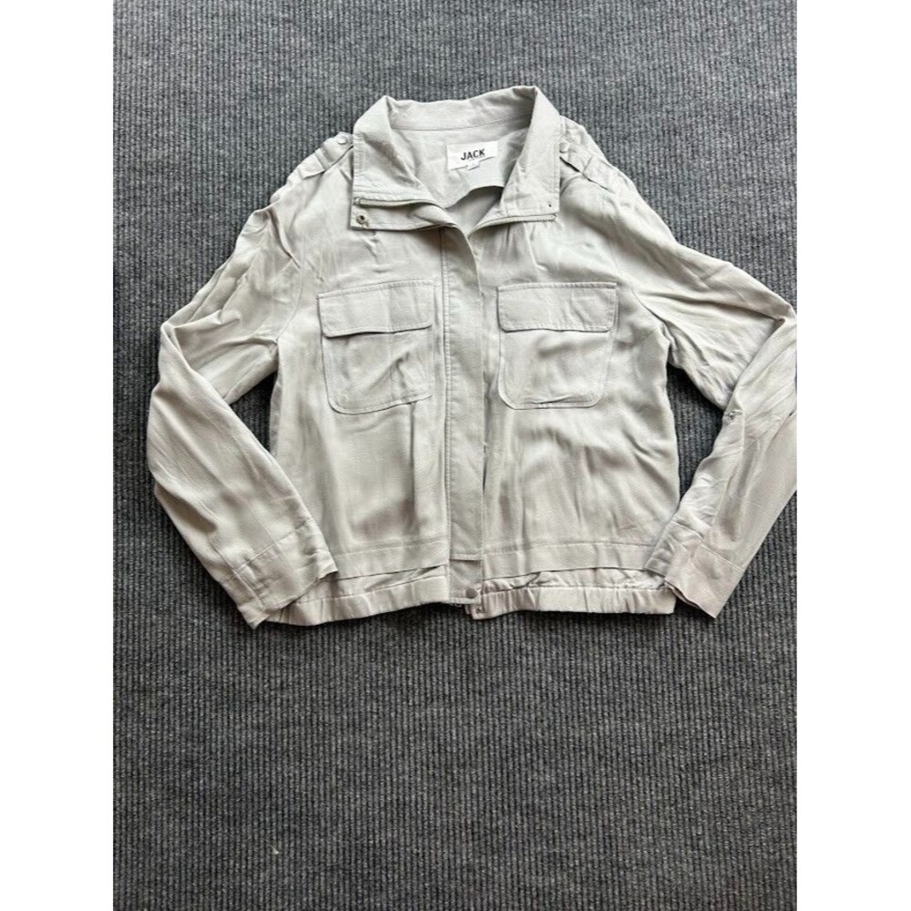 JACK BY BB DAKOTA Utility Cargo Jacket Size LG Light Grey Twilight Core Military